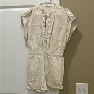 Cream Button-Up Romper by Pants Store